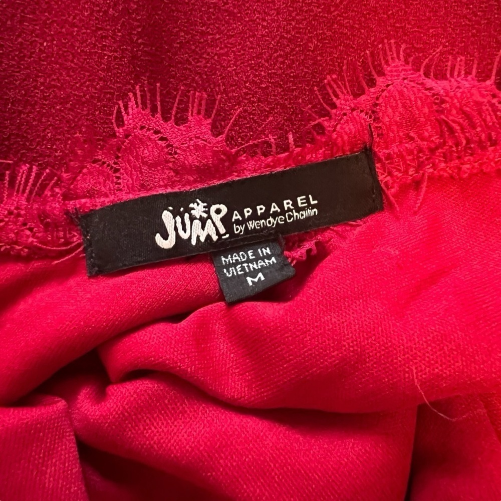 Jump Apparel Red Lace Overlay Sheath Fringe Dress - Picture 3 of 5